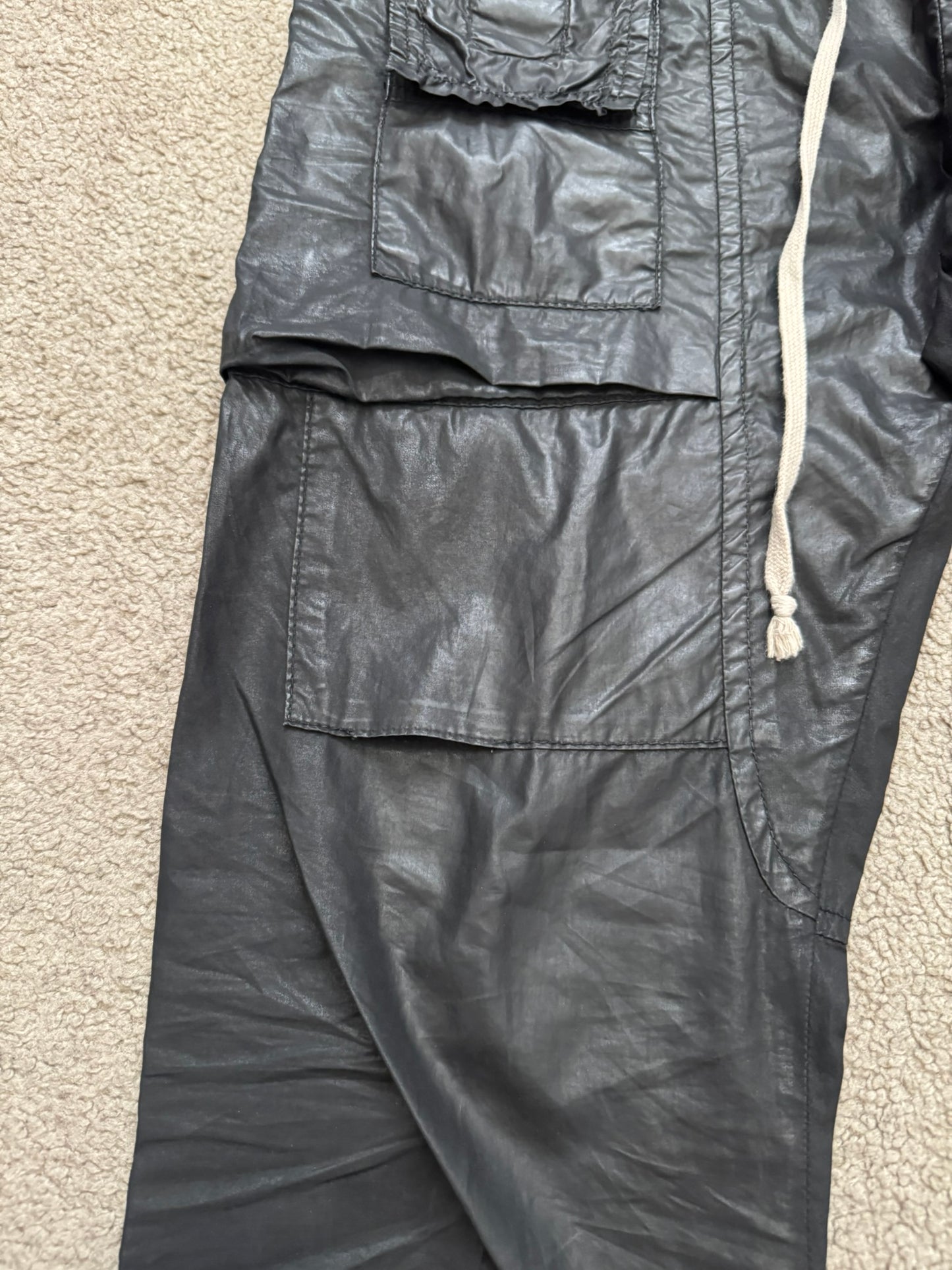 SS13 Rick Owens DRKSHDW Black Waxed Creatch Cargo Pants