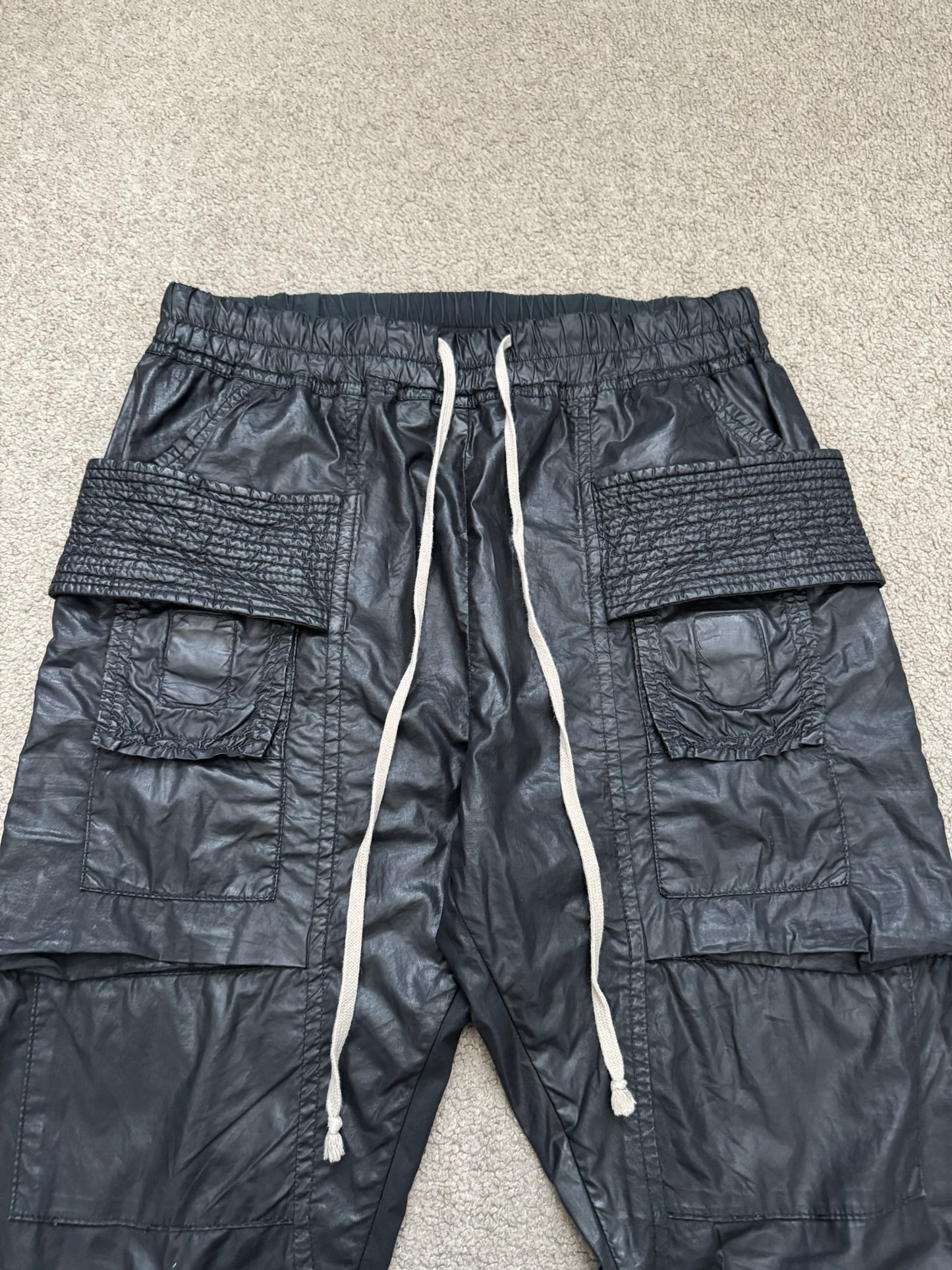 SS13 Rick Owens DRKSHDW Black Waxed Creatch Cargo Pants