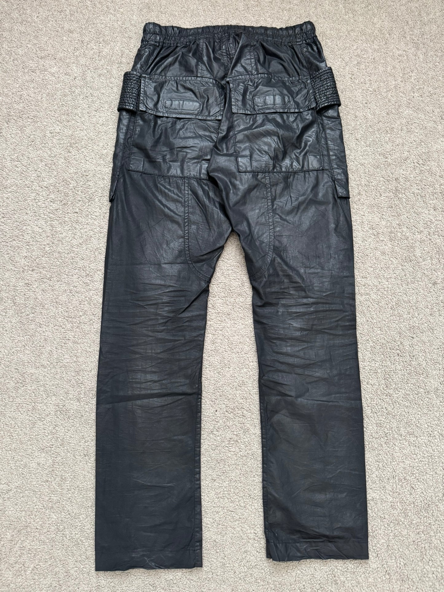 SS13 Rick Owens DRKSHDW Black Waxed Creatch Cargo Pants