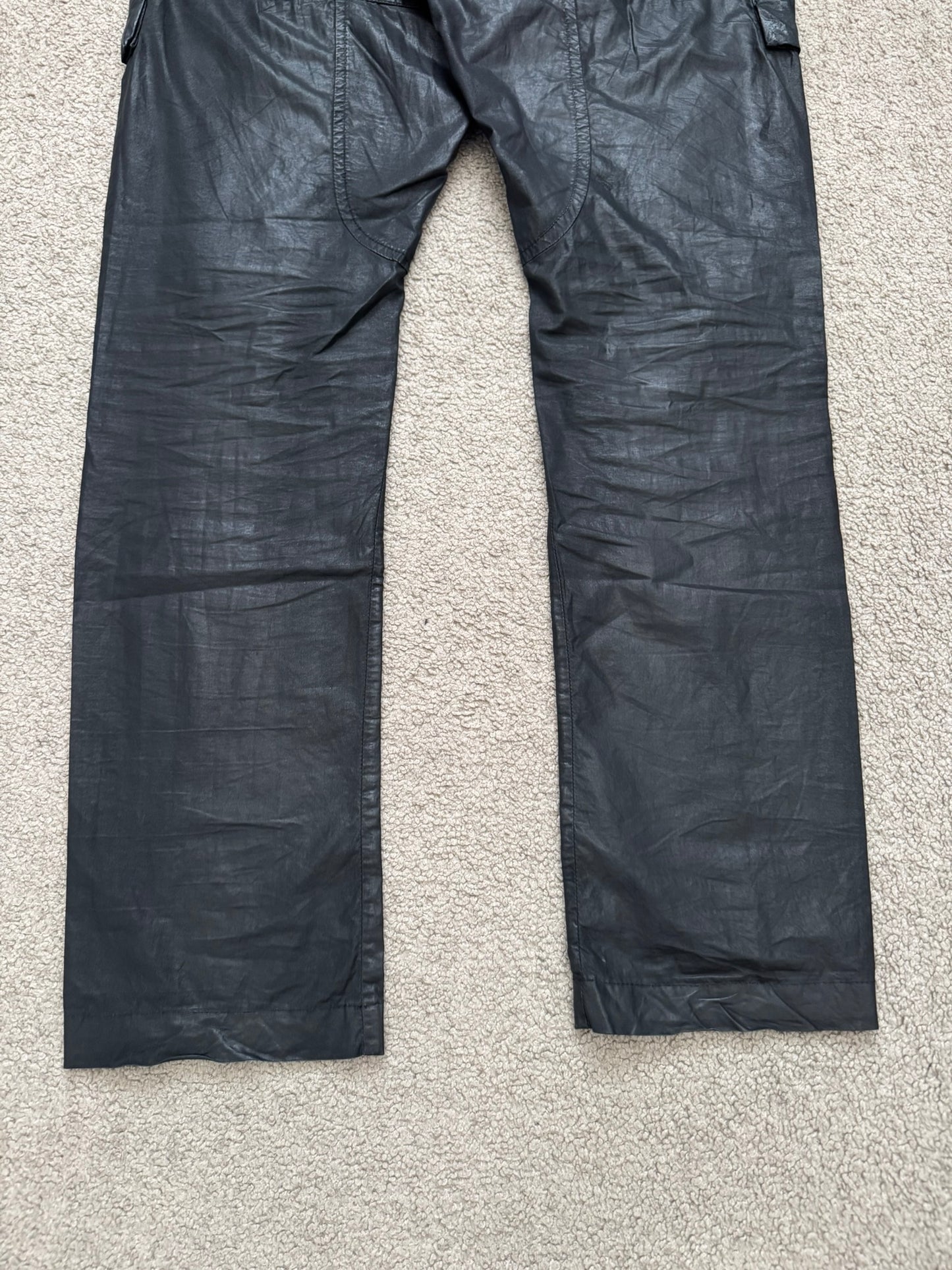 SS13 Rick Owens DRKSHDW Black Waxed Creatch Cargo Pants