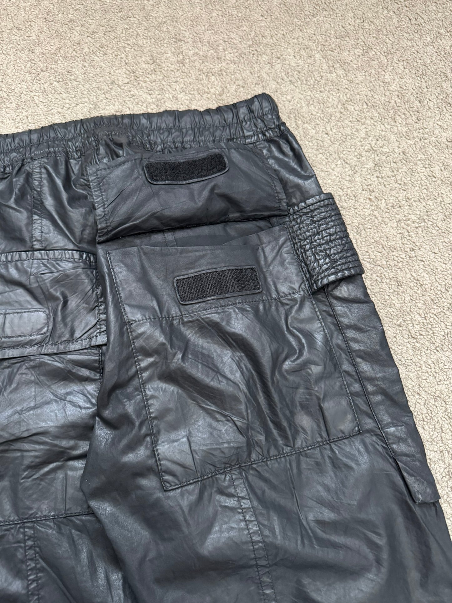 SS13 Rick Owens DRKSHDW Black Waxed Creatch Cargo Pants