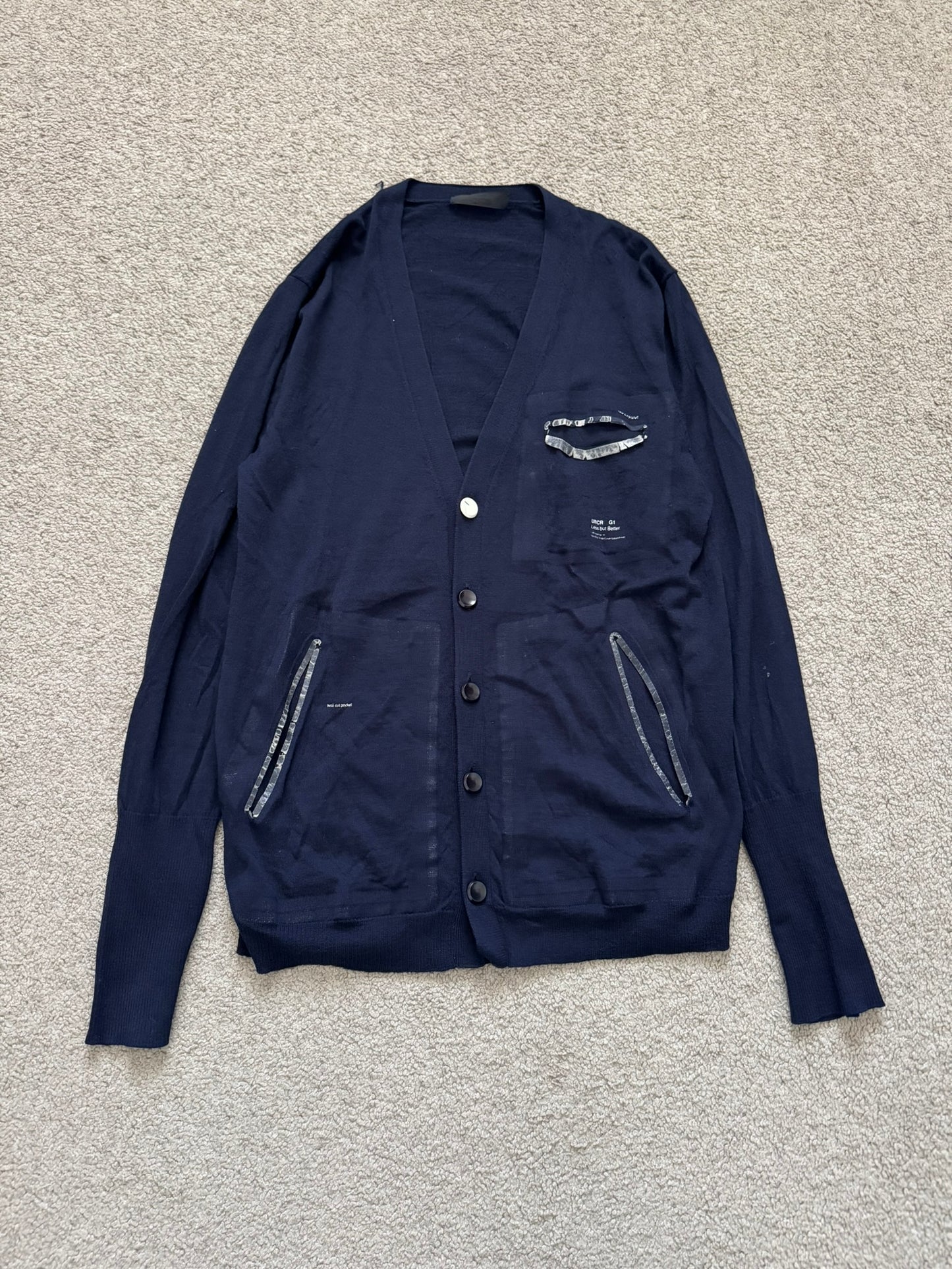 SS10 Undercover "Less But Better" Navy Wool Cardigan