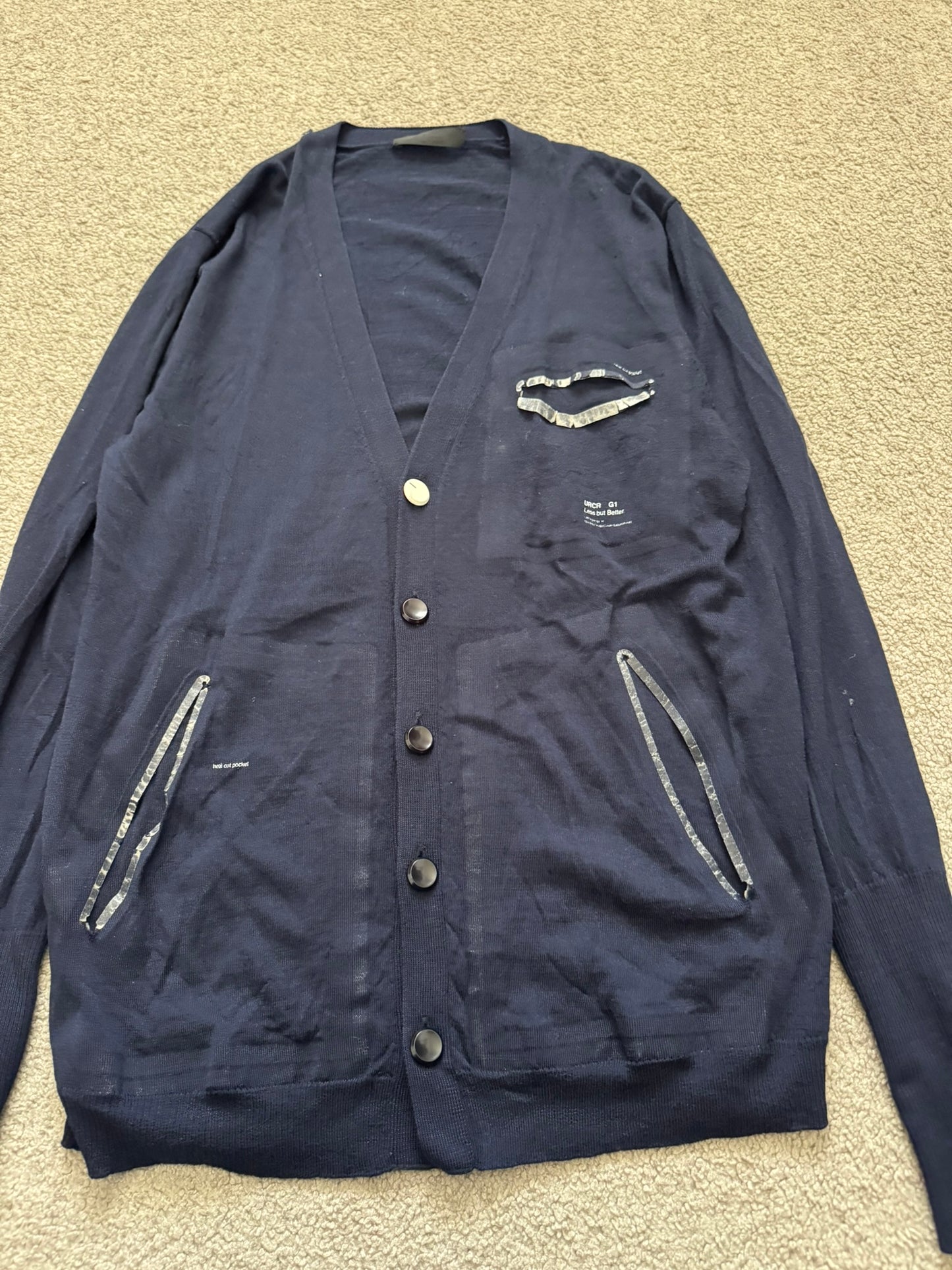 SS10 Undercover "Less But Better" Navy Wool Cardigan