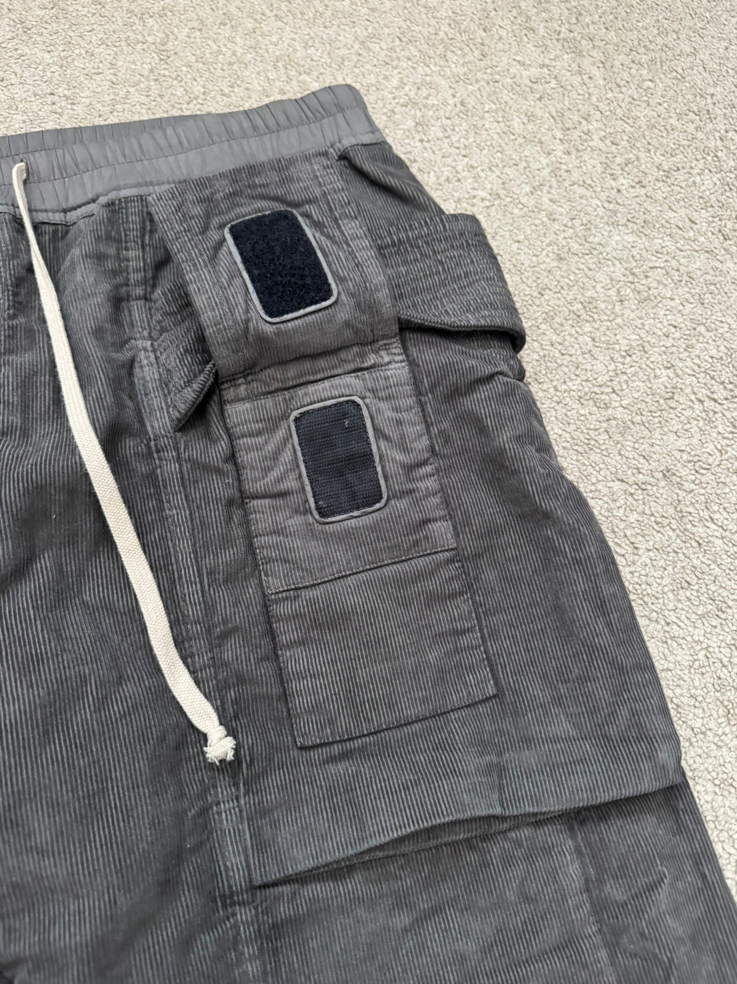 FW15 Rick Owens DRKSHDW Brown Corduroy Creatch Cargo Pants