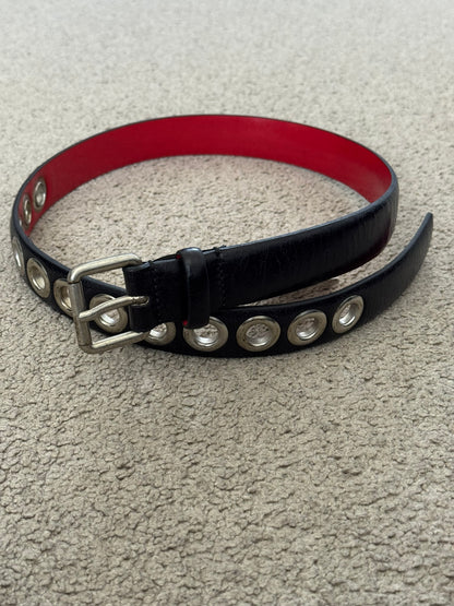 Diesel Black/Red Cowhide Oversized Grommet Belt