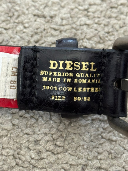 Diesel Black/Red Cowhide Oversized Grommet Belt