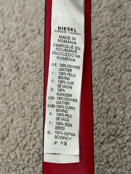 Diesel Black/Red Cowhide Oversized Grommet Belt