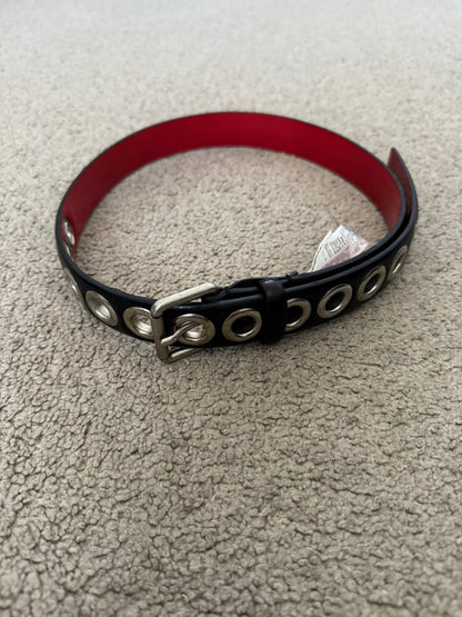 Diesel Black/Red Cowhide Oversized Grommet Belt