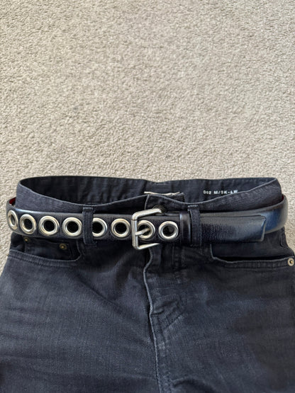 Diesel Black/Red Cowhide Oversized Grommet Belt