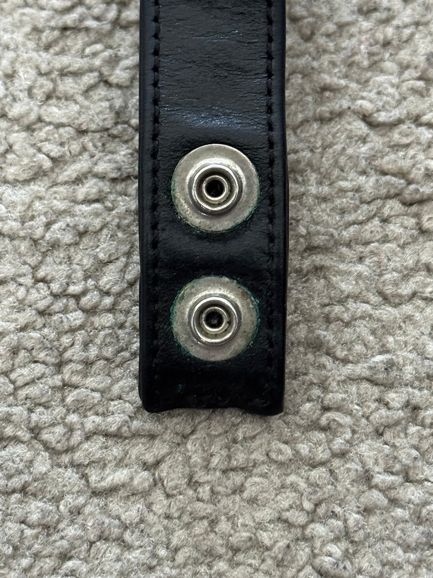 Chrome Hearts 3 Silver Cross Snap Button Black Leather Bracelet