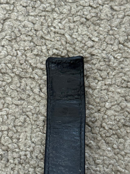 Chrome Hearts 3 Silver Cross Snap Button Black Leather Bracelet