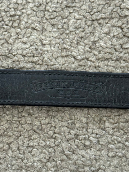 Chrome Hearts 3 Silver Cross Snap Button Black Leather Bracelet