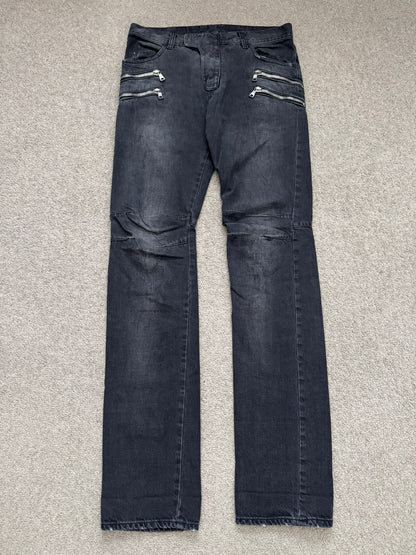 FW11 Balmain by Christophe Decarnin 4 Zip Biker Denim Jeans