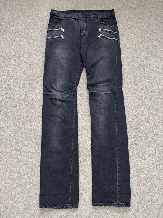 FW11 Balmain by Christophe Decarnin 4 Zip Biker Denim Jeans