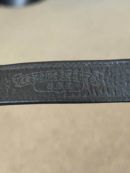 Chrome Hearts 3 Silver Cross Snap Button Black Leather Bracelet