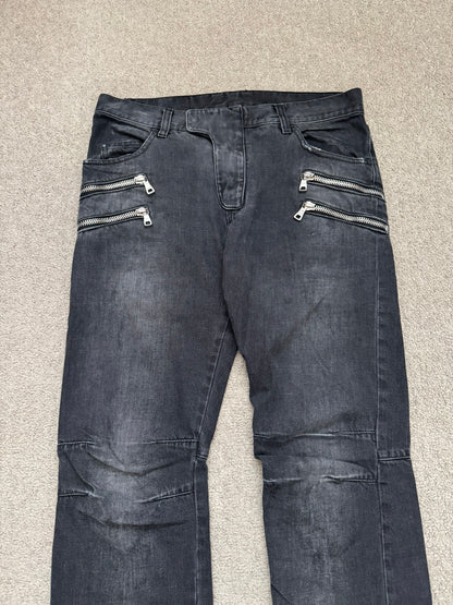 FW11 Balmain by Christophe Decarnin 4 Zip Biker Denim Jeans