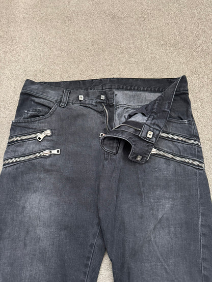FW11 Balmain by Christophe Decarnin 4 Zip Biker Denim Jeans