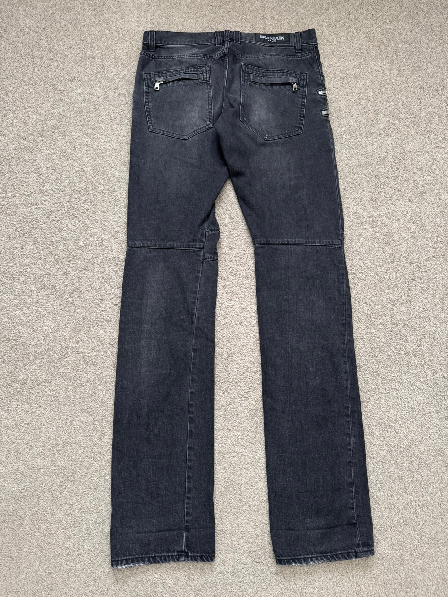 FW11 Balmain by Christophe Decarnin 4 Zip Biker Denim Jeans