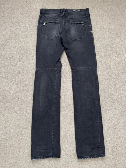 FW11 Balmain by Christophe Decarnin 4 Zip Biker Denim Jeans