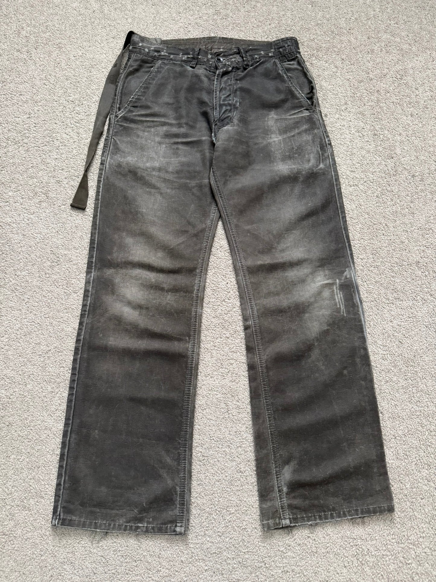 SS08 Rick Owens DRKSHDW "Creatch" Big Pocket Clawmark Waxed Pants