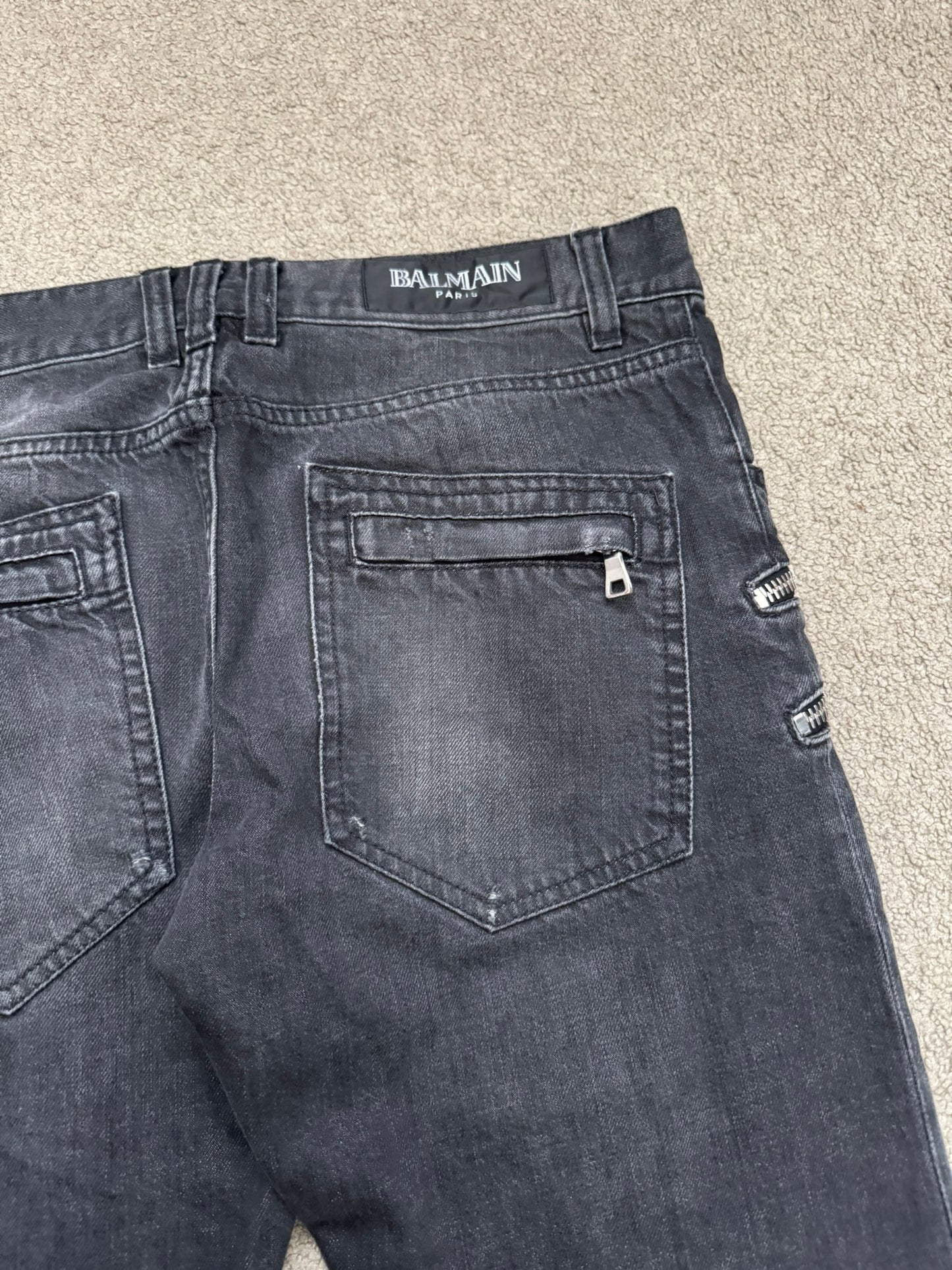 FW11 Balmain by Christophe Decarnin 4 Zip Biker Denim Jeans
