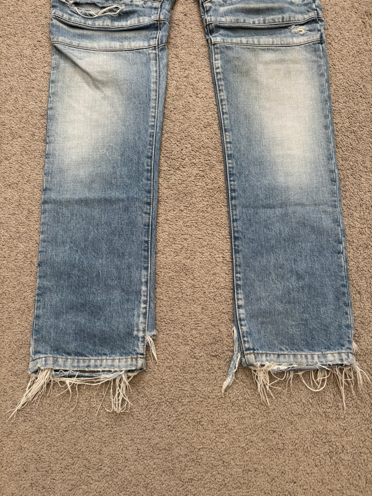Balmain by Olivier Rousteing Distressed Zip Biker Denim Jeans