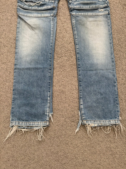Balmain by Olivier Rousteing Distressed Zip Biker Denim Jeans