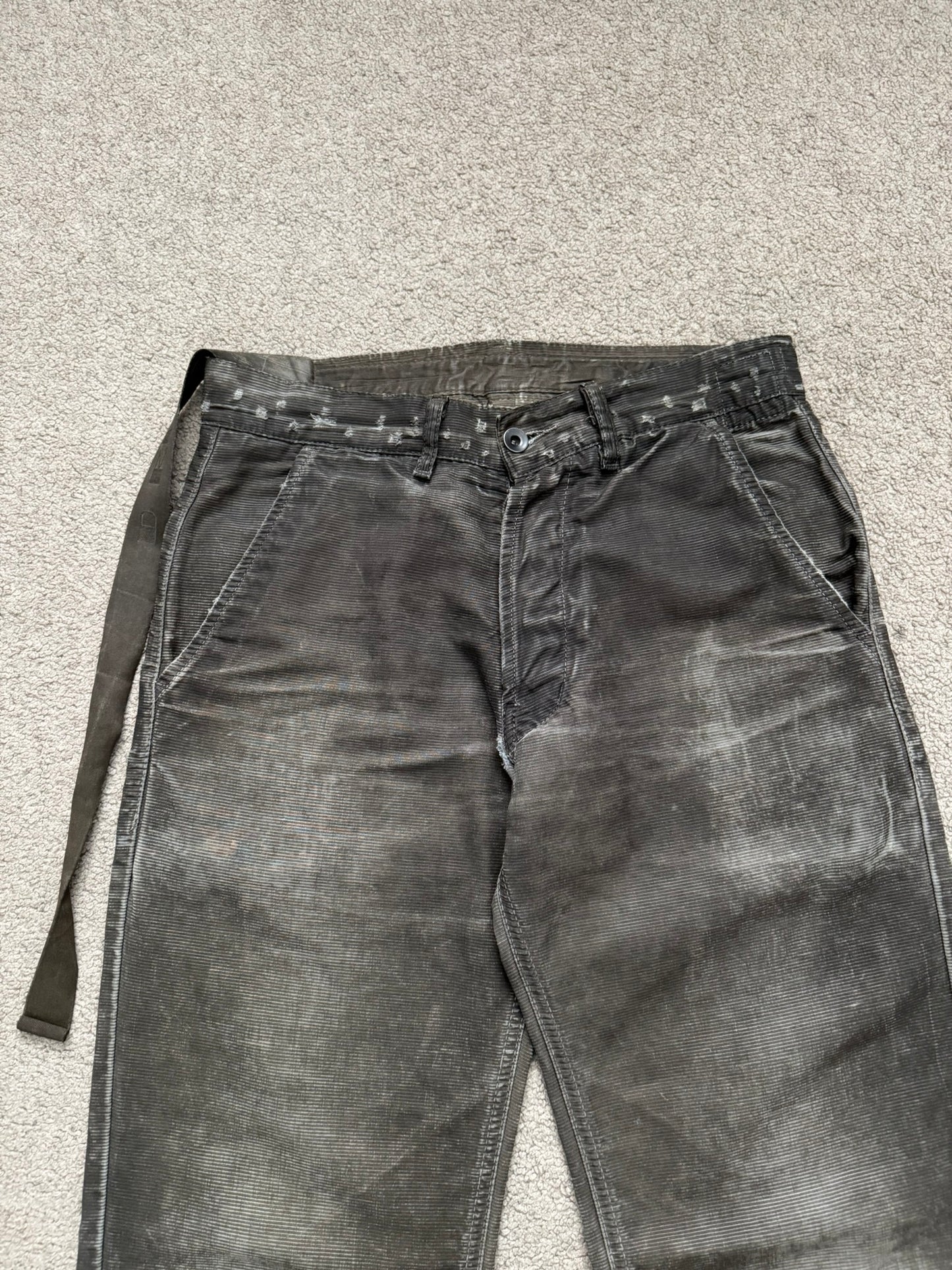 SS08 Rick Owens DRKSHDW "Creatch" Big Pocket Clawmark Waxed Pants