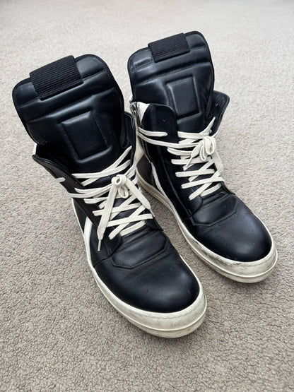 Rick Owens Black & White Geobasket High Top Sneakers