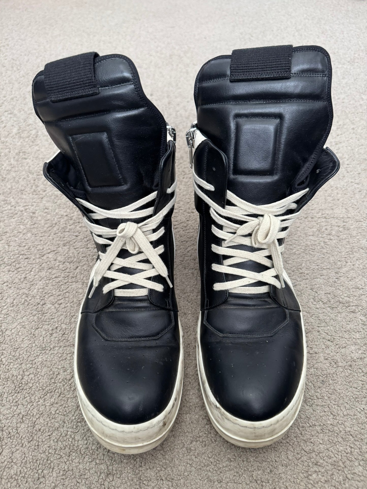 Rick Owens Black & White Geobasket High Top Sneakers
