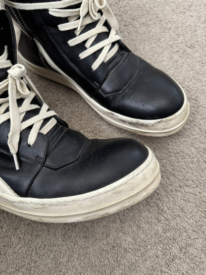 Rick Owens Black & White Geobasket High Top Sneakers