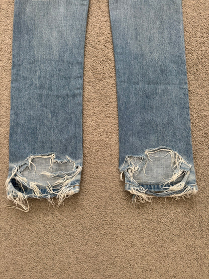 Balmain by Olivier Rousteing Distressed Zip Biker Denim Jeans