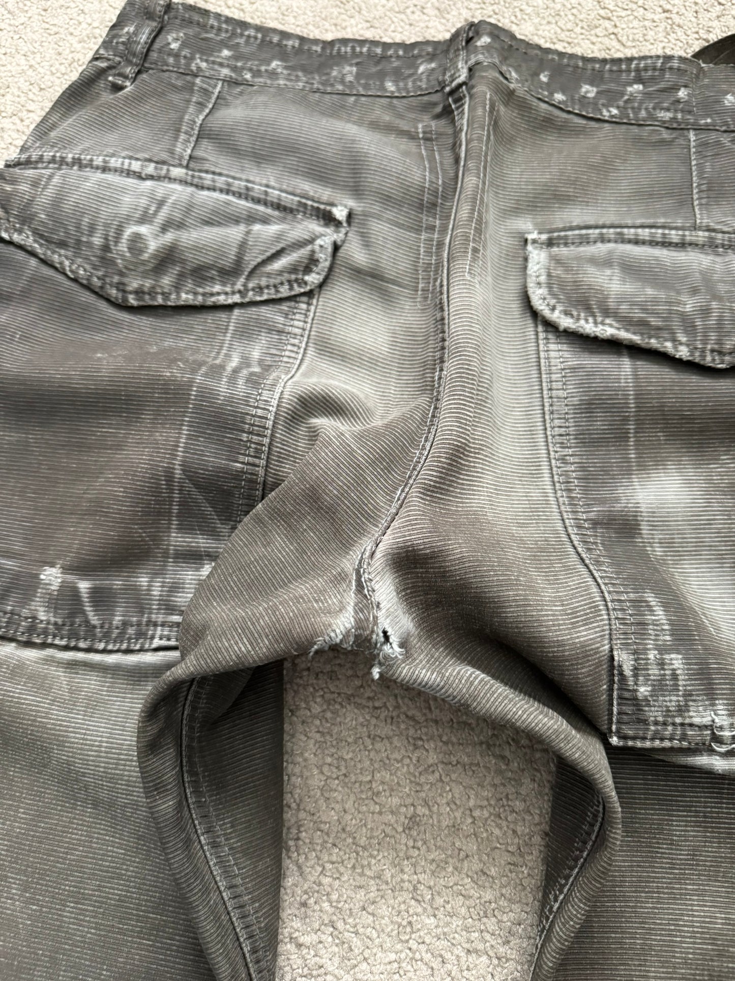 SS08 Rick Owens DRKSHDW "Creatch" Big Pocket Clawmark Waxed Pants