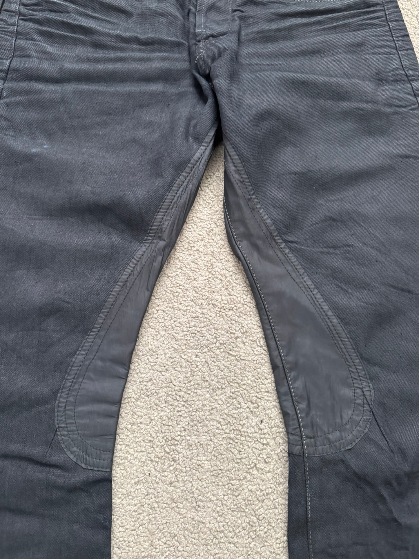 SS09 Rick Owens DRKSHDW "Strutter" Black Nylon Panel Detroit Cut Denim Jeans