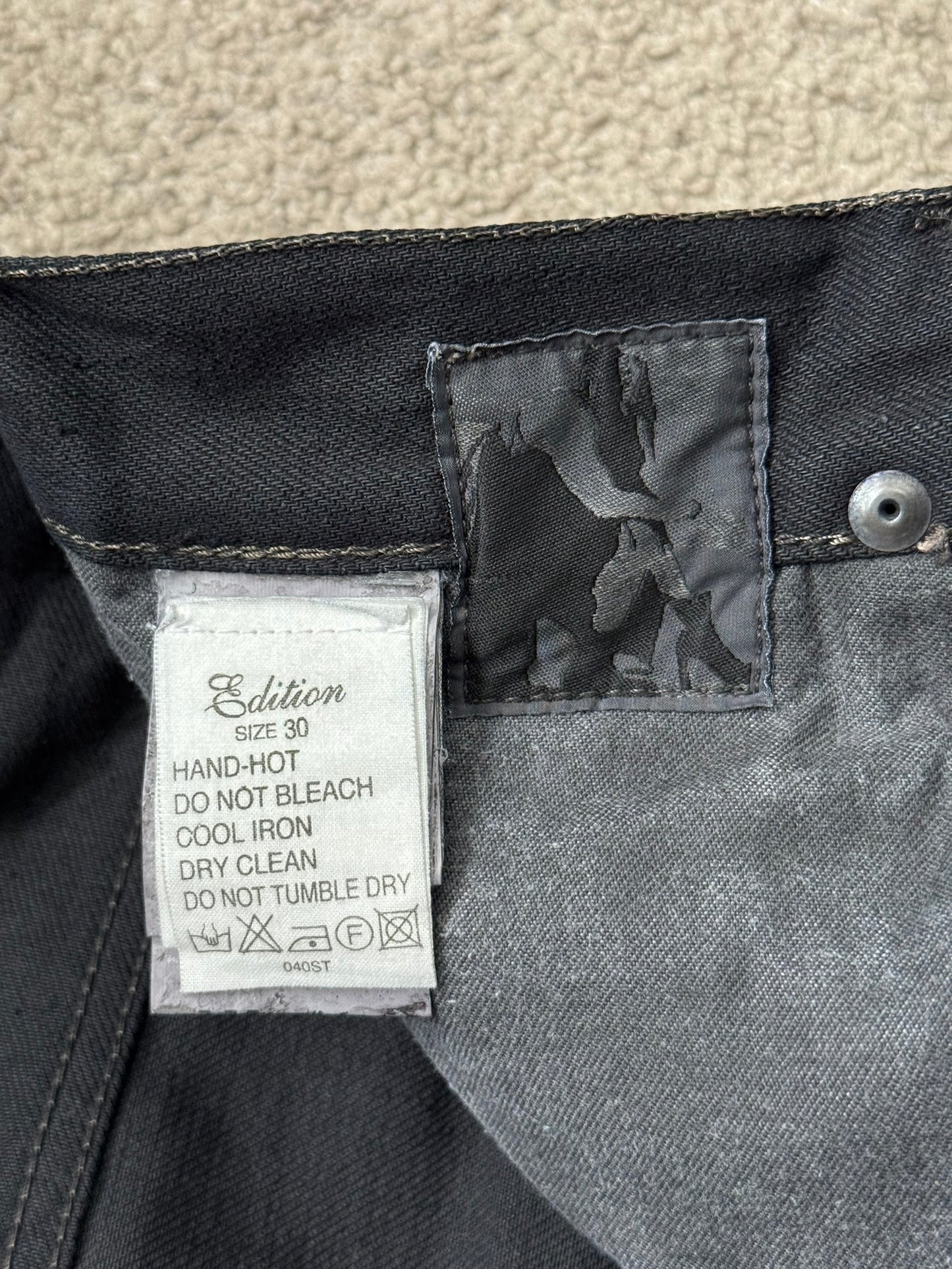 SS09 Rick Owens DRKSHDW "Strutter" Black Nylon Panel Detroit Cut Denim Jeans