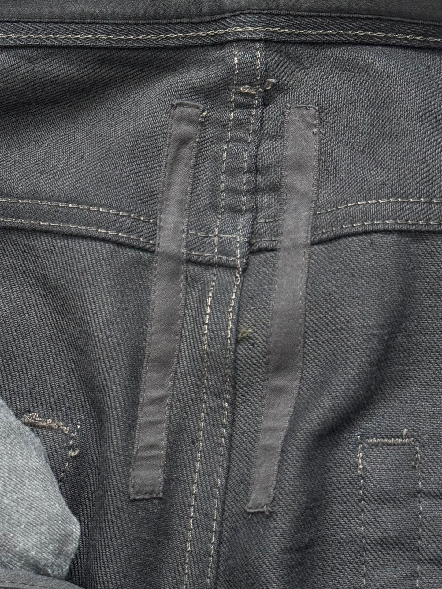 SS09 Rick Owens DRKSHDW "Strutter" Black Nylon Panel Detroit Cut Denim Jeans