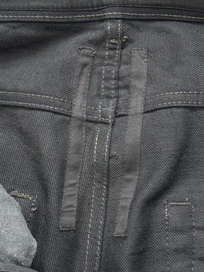 SS09 Rick Owens DRKSHDW "Strutter" Black Nylon Panel Detroit Cut Denim Jeans
