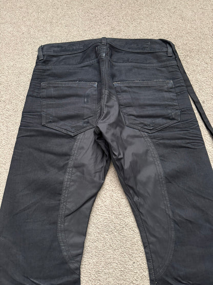 SS09 Rick Owens DRKSHDW "Strutter" Black Nylon Panel Detroit Cut Denim Jeans