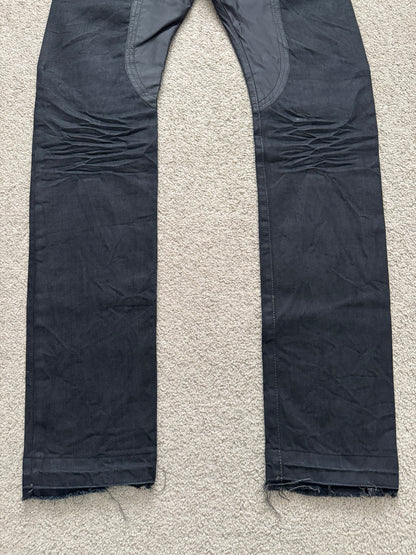 SS09 Rick Owens DRKSHDW "Strutter" Black Nylon Panel Detroit Cut Denim Jeans