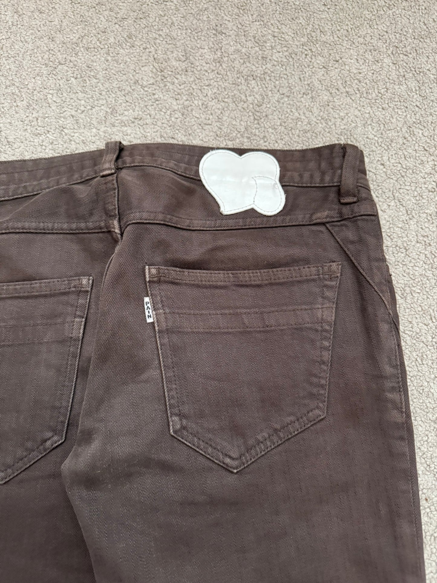 SS07 Number (N)ine Brown Crying Heart Pain Denim Jeans