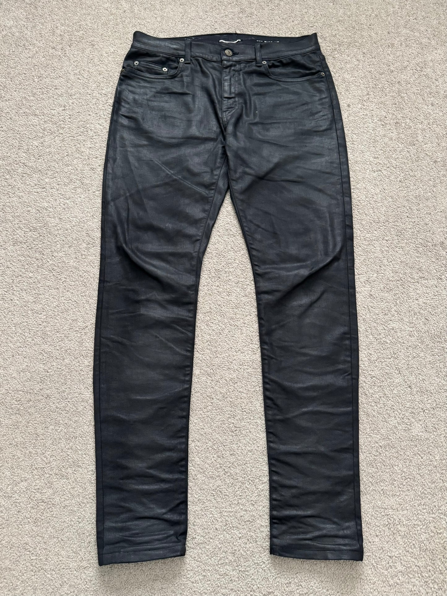 FW15 Saint Laurent by Hedi Slimane "Nightrider" Black Wax D02 Denim Jeans