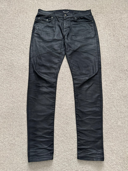 FW15 Saint Laurent by Hedi Slimane "Nightrider" Black Wax D02 Denim Jeans