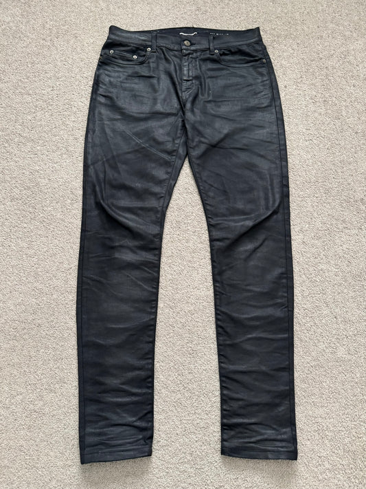 FW15 Saint Laurent by Hedi Slimane "Nightrider" Black Wax D02 Denim Jeans