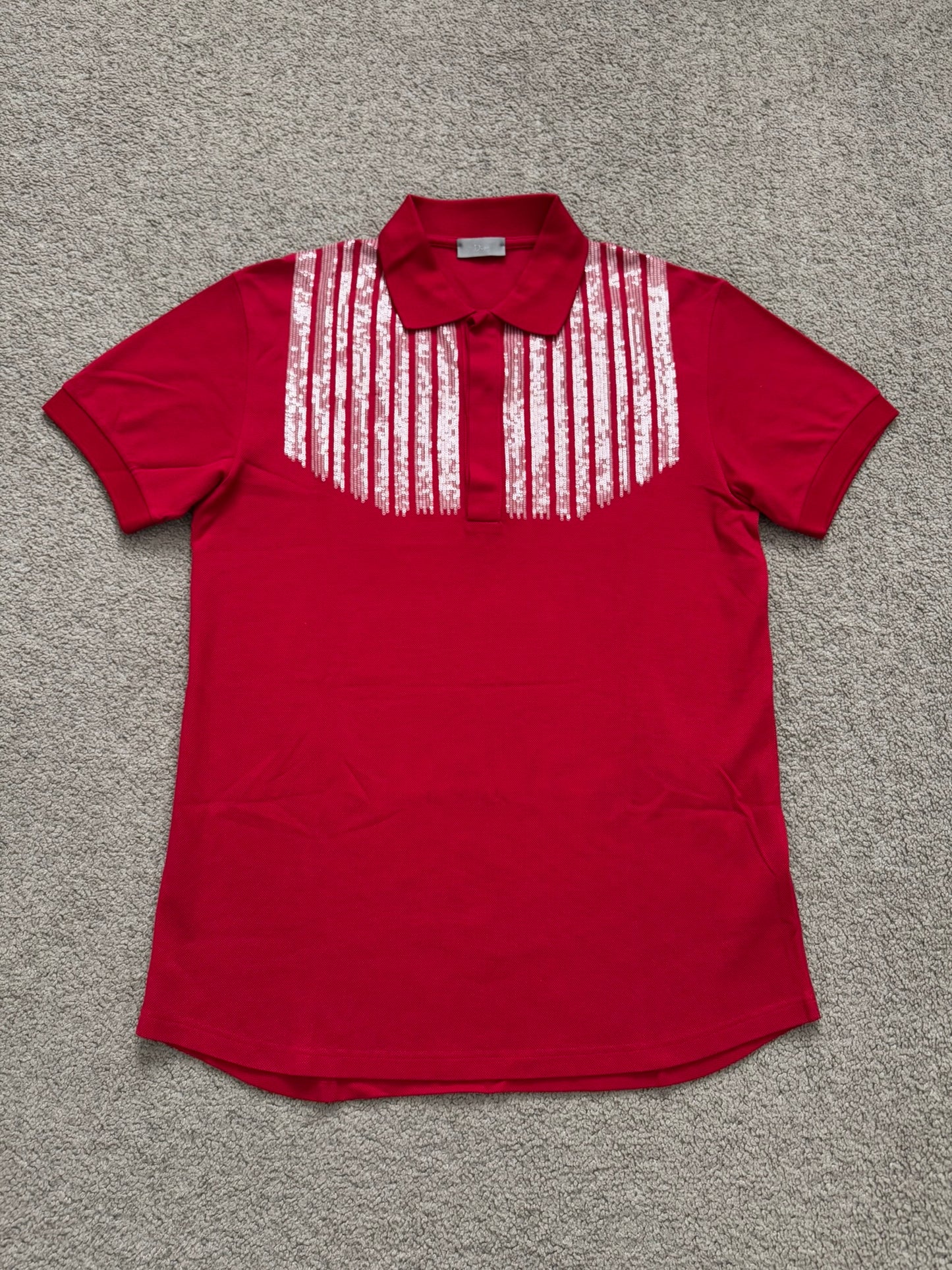 AW06 Dior Homme by Hedi Slimane Red Sequin Polo Shirt