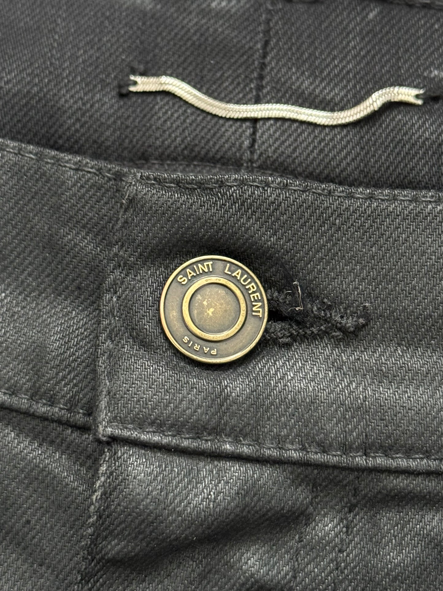 FW15 Saint Laurent by Hedi Slimane "Nightrider" Black Wax D02 Denim Jeans