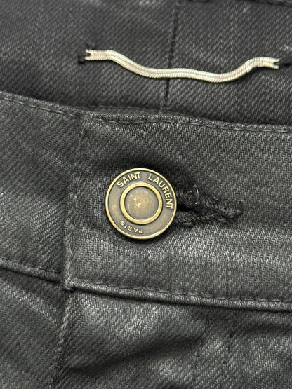 FW15 Saint Laurent by Hedi Slimane "Nightrider" Black Wax D02 Denim Jeans