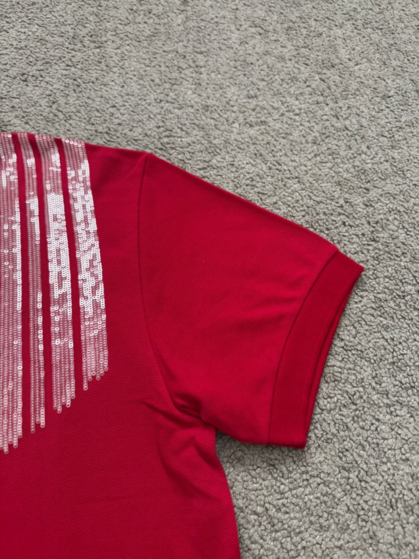 AW06 Dior Homme by Hedi Slimane Red Sequin Polo Shirt