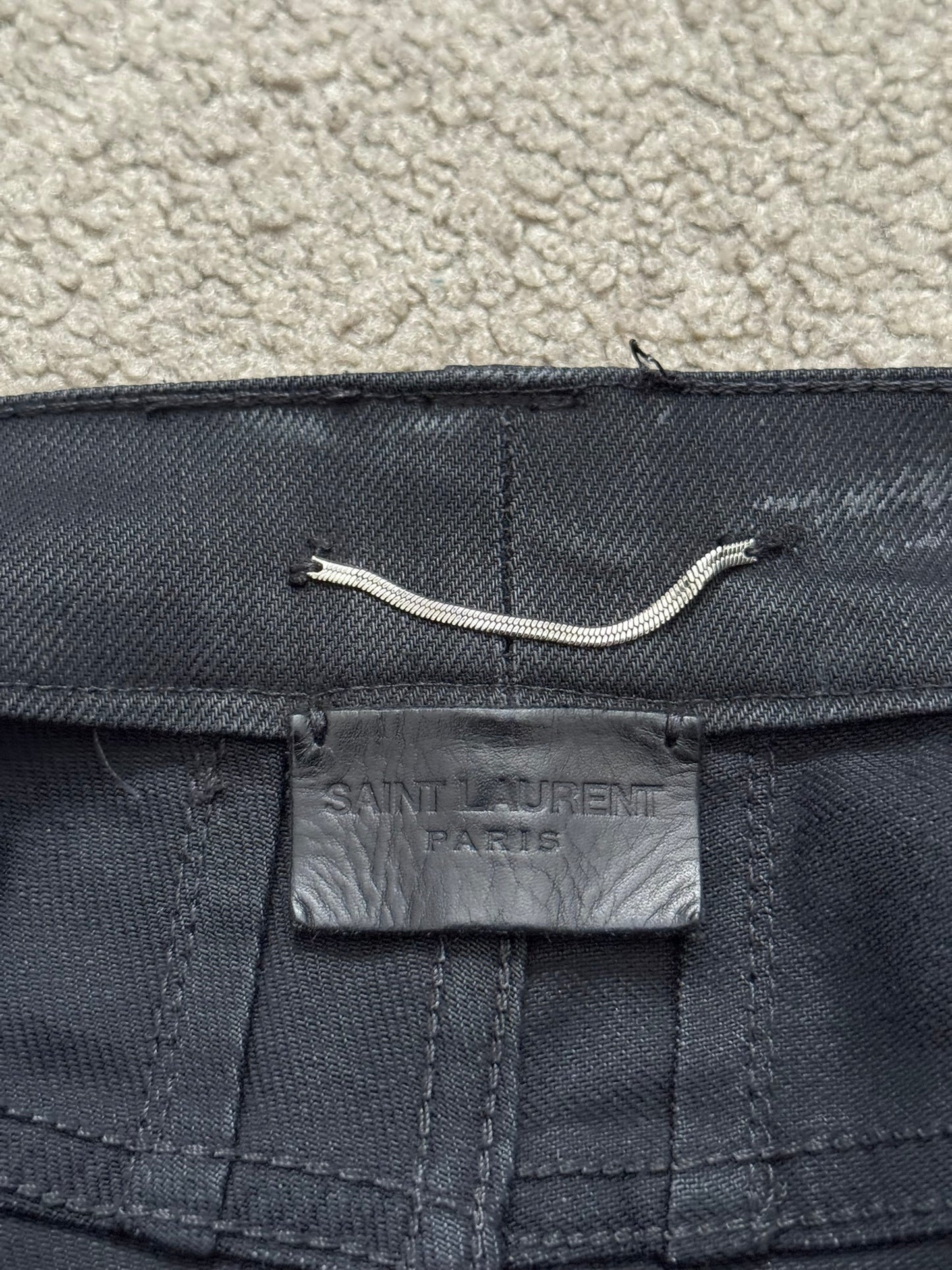 FW15 Saint Laurent by Hedi Slimane "Nightrider" Black Wax D02 Denim Jeans