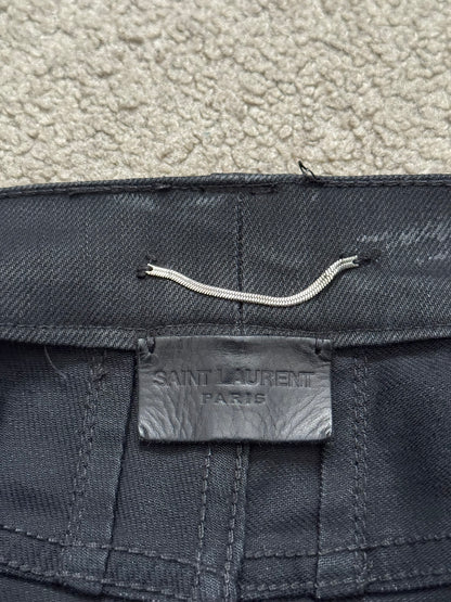 FW15 Saint Laurent by Hedi Slimane "Nightrider" Black Wax D02 Denim Jeans