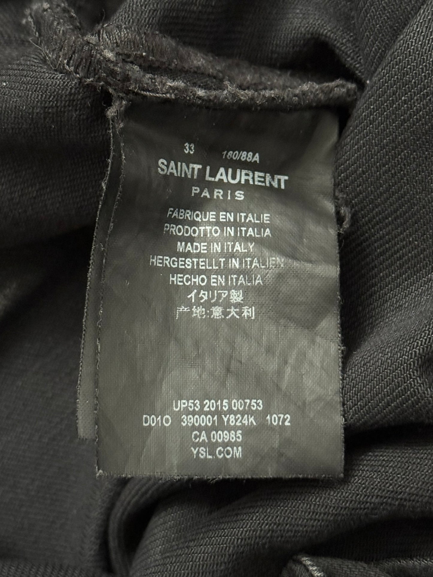 FW15 Saint Laurent by Hedi Slimane "Nightrider" Black Wax D02 Denim Jeans
